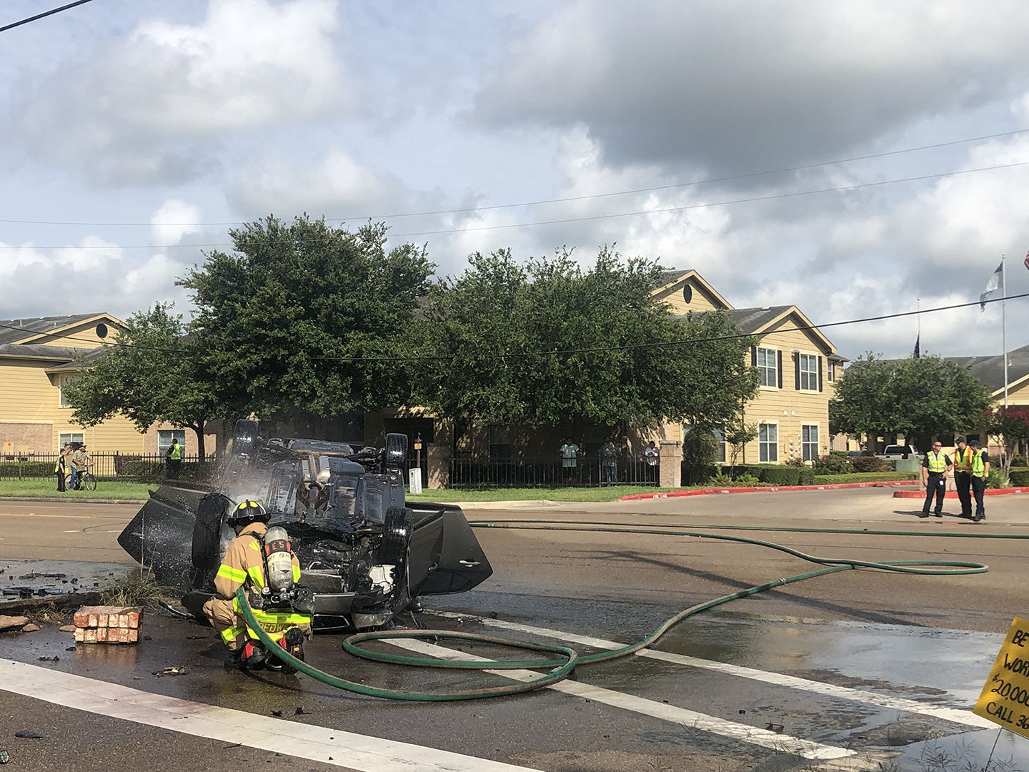 Car flips on Salem Road